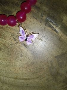 Pink Beaded Bracelet with Charm