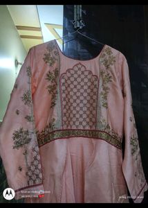 Beautiful Satin Gown With Zari Work..... No Dupatt