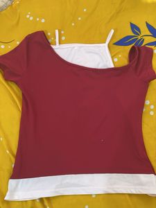 Red Graphic Print Top