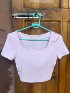 Baby Pink Padded Backless Crop Top