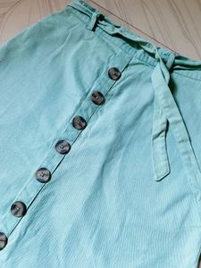 Mint Green Button-Down A-Line Skirt