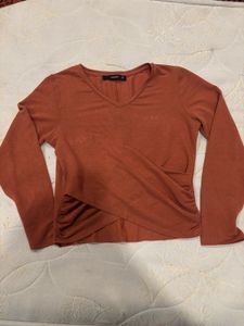 MADAME Orange Top with Tie detailing
