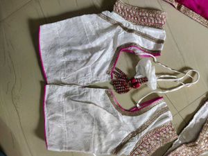 Heavy Work White Pink Lehenga Choli Set