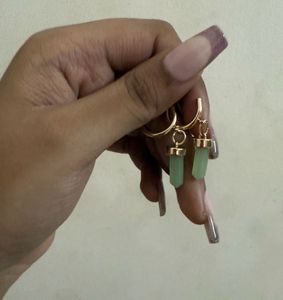 Chic Gold &amp; Gemstone Hoop Earrings