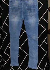Light Blue Denim Jeans with Stone Work (Size - 30)