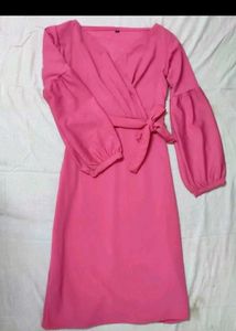 Elegant Pink Wrap Dress