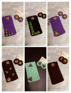 Crochet Mobile Pouch With Matching Earrings