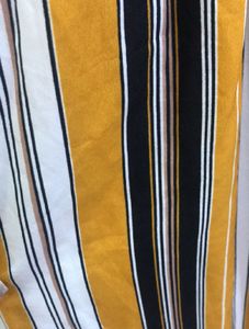 Bow Mustard Yellow Striped Jumpsuit Pant