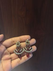 Elegant Red &amp; Gold Earrings