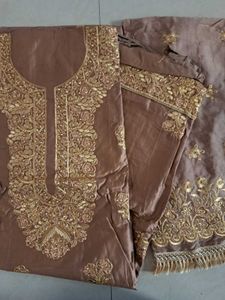 Brown 3pc Unstitched Set