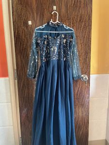 32 Bust Sequence Work Blue Ethnic Gown For Women