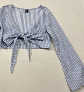 Tie Front Striped Top