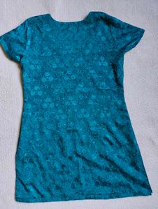 Teal Green Women Short Sleeve Kurta