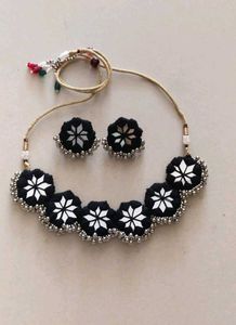 Black Cloth Earrings With Jungroo