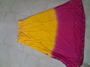 Vibrant Yellow &amp; Pink Embroidered Lehenga Choli Se