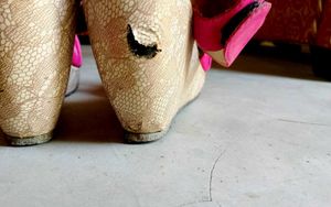Pink Ankle Strap Sandals.Thori Si Scratch Hai .