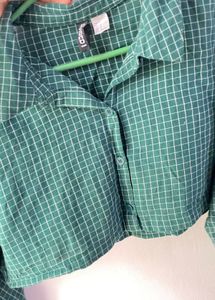 Green Plaid Cropped Top