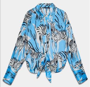 Zara Zebra Print Tie-Front Top