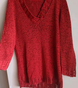 Bohemian Red Knit Pullover