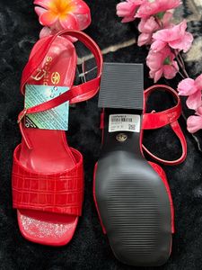 Stelatoes Red Ankle Strap Heels