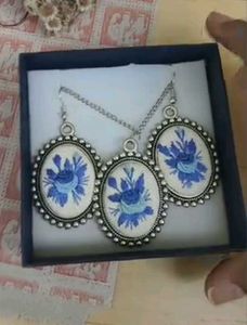 Hand Embroidered Pendant Set