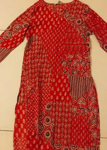 Red Patterned Tunic Dress