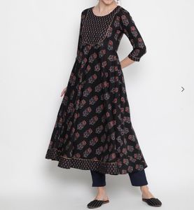 Floral Print Black Dress