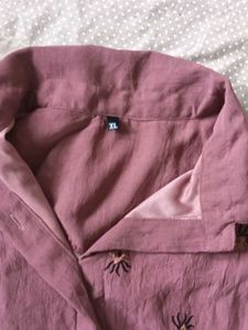 Embroidered Rose Button-Down