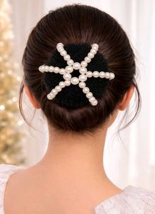 Stretchable Pearl Embellished Hair Bun Maker