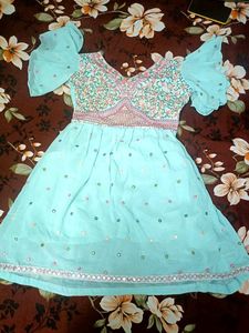 Aqua Embellished Mini Dress