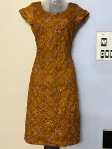Pintrest Full Sequence Floral Mustard Kurta