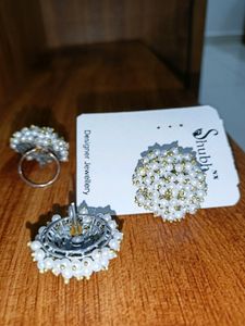 Pearlized earrings &amp; Finger Ring