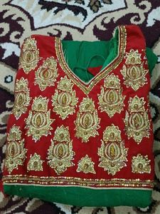 Red & Gold Embroidered Indian Suit