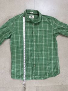 Basics Green Checked Shirt + FREE T-Shirt