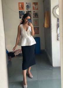 White Peplum Top