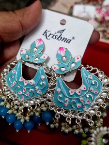 Blue Beaded Krishna Earrings