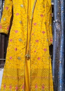 Floral Embroidered Yellow Jacket Set