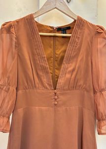 Elegant Brown Midi Dress