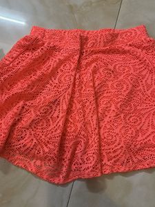 Aeropostale Neon Coral Crochet Skirt