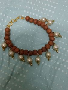 Pearl With Wooden Bracelet