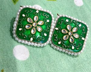 Green Kundan Earrings