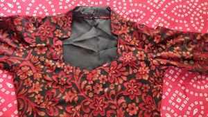 Desi Aesthetics short kurti with velvet flowery Detailing Size S