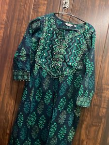 Women&#39;s Cotton 2A-Line Embroidered Kurta Dress