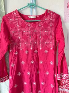 Pink Embroidered Kurta