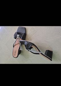 Black Bow Rhinestone Sandals