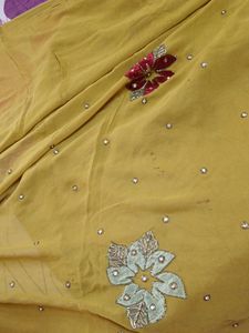 Half -2  Brown Golden Saree With Blouse