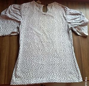 Polka Dot Puff Sleeve Top