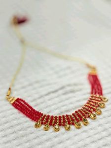 Red &amp; Gold Beaded Jewelry Set