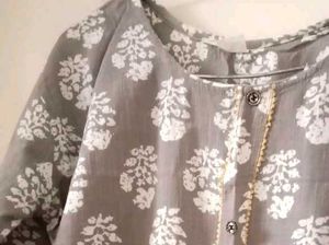Women Straight Long Grey Colored Kurta