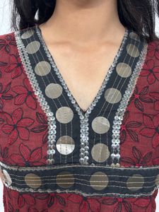 Maroon Floral Kurta